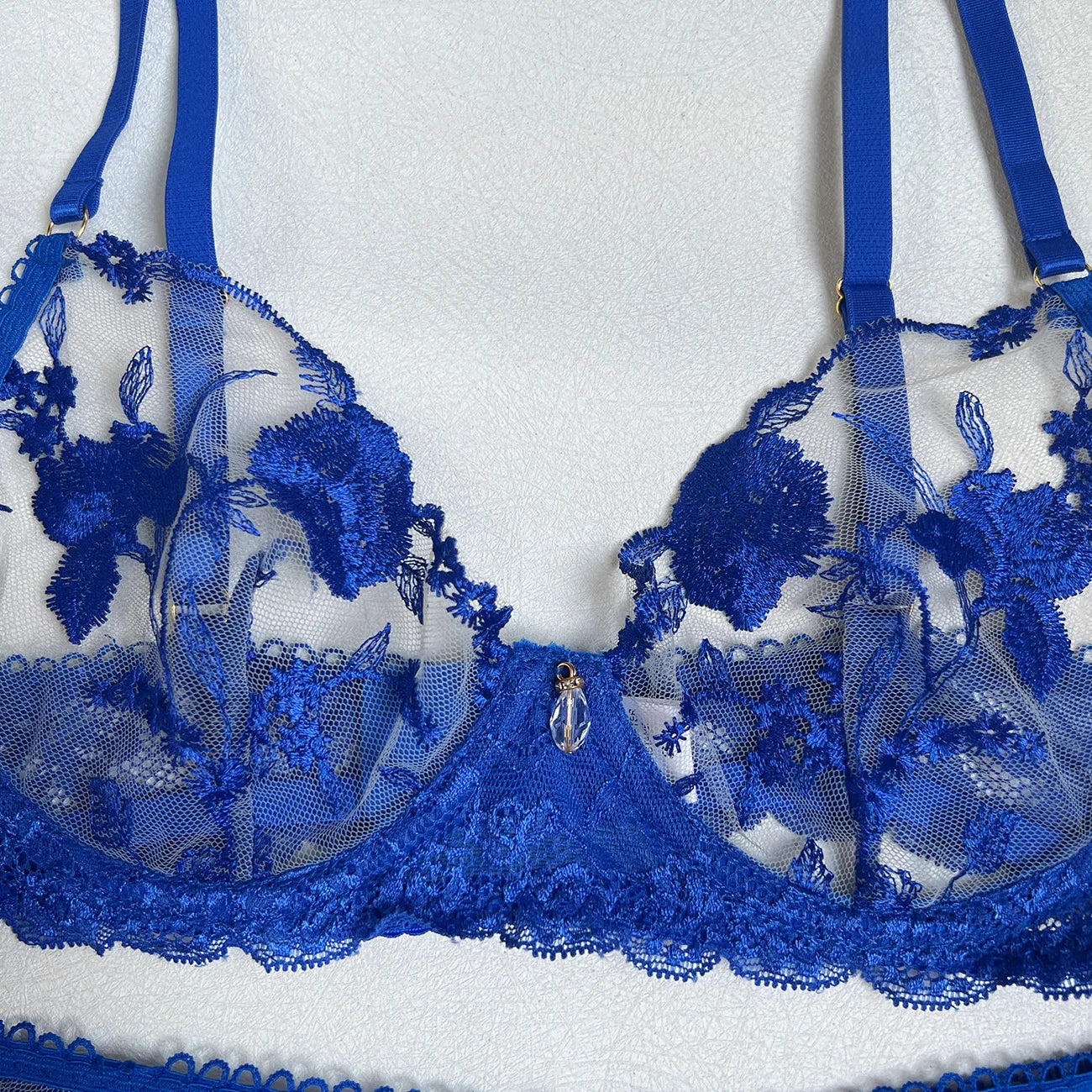 “Midnight Rose” Embroidered Lingerie 5-Piece Set