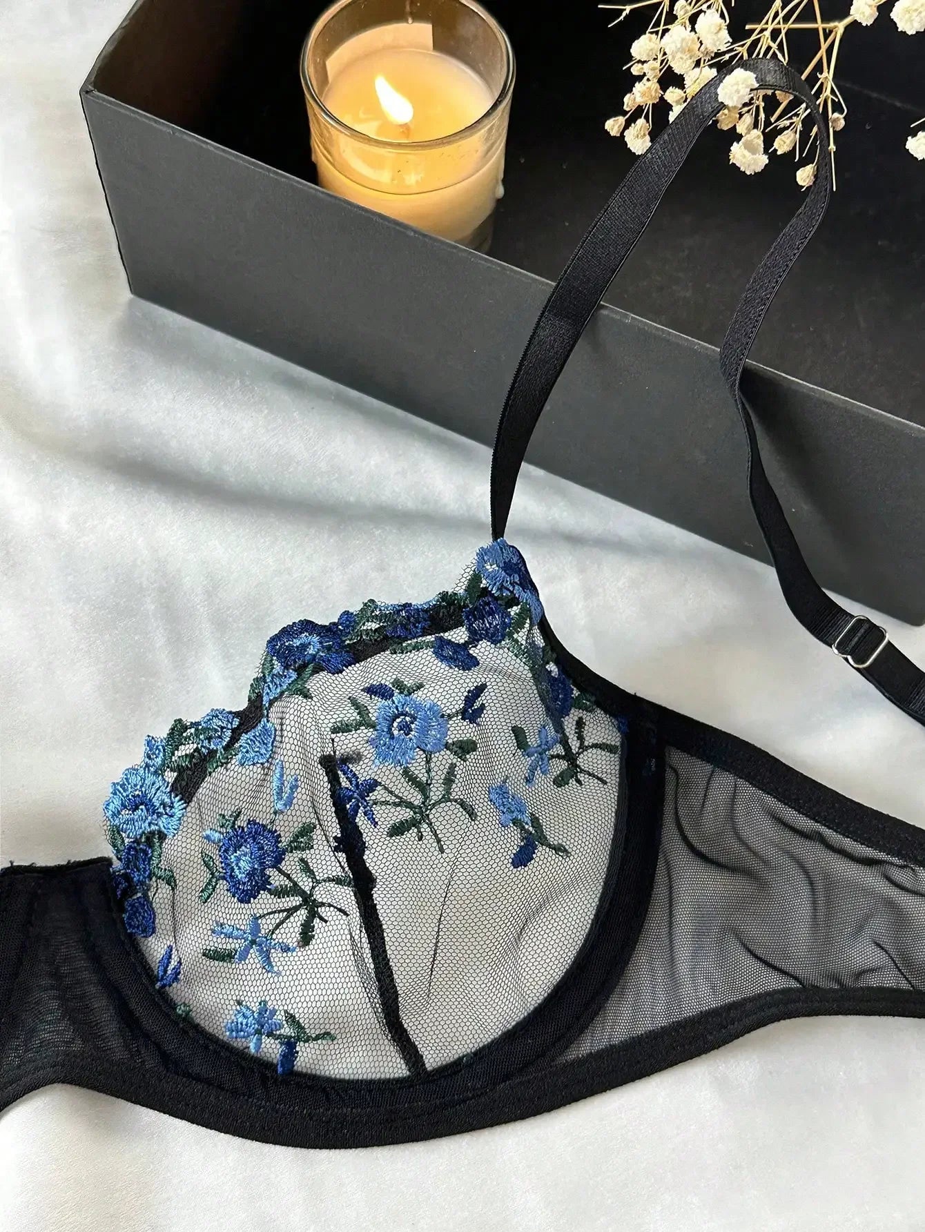 Delilah Embroidered Lace Lingerie Set