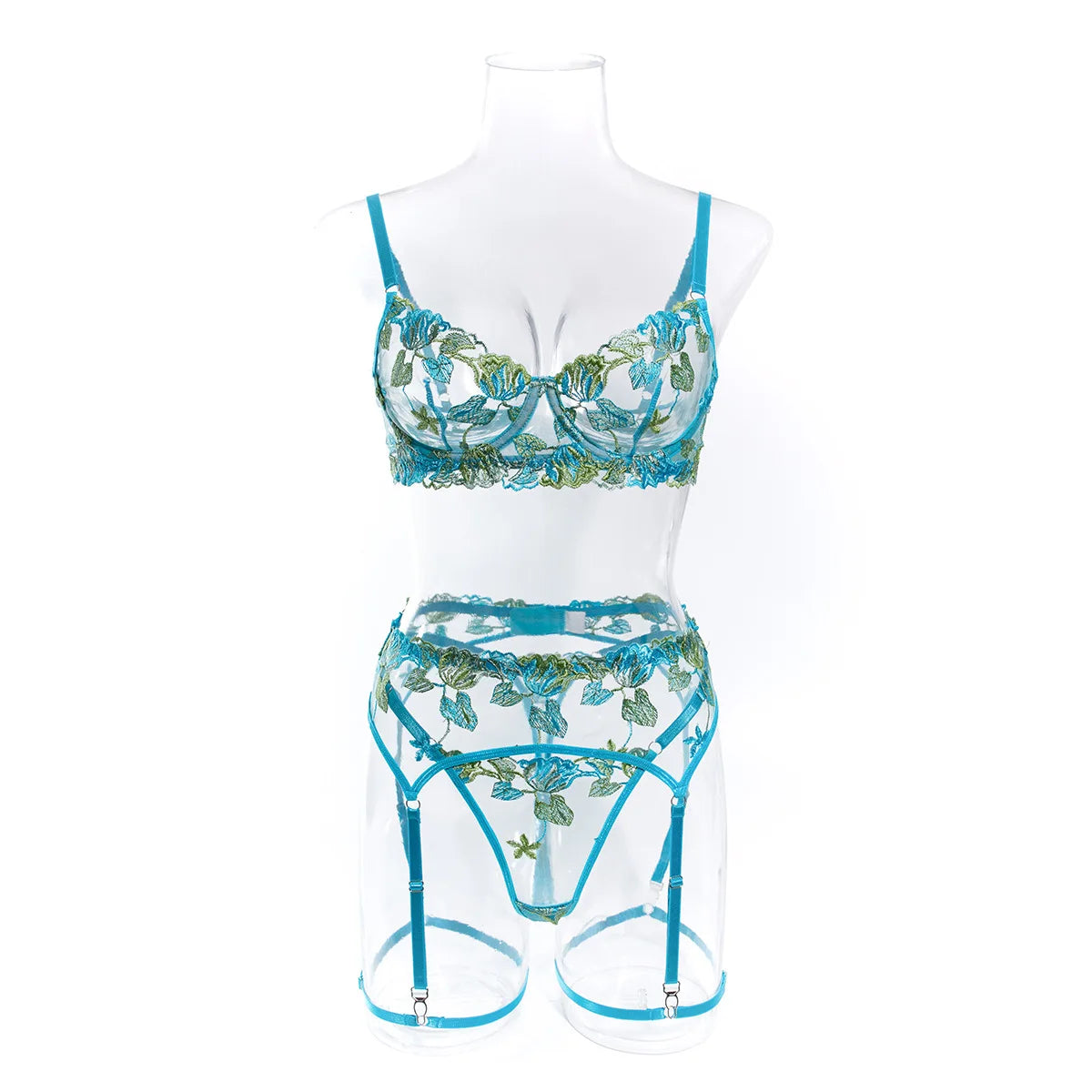 “Fleur Électrique” Embroidered Lingerie Set