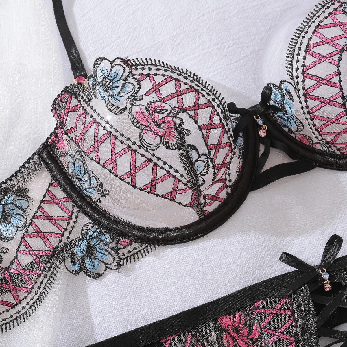 “Afterglow” Embroidered Lingerie Set