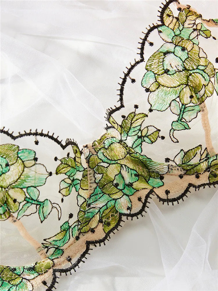 “Wild Bloom” Embroidered Lingerie Set