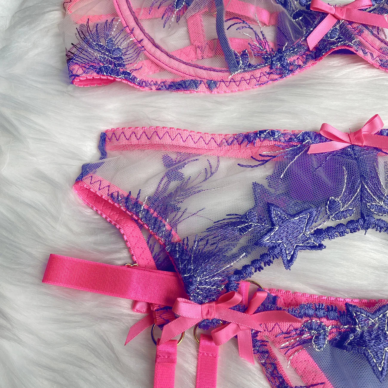 Mia Floral Luxury Lace Garter Belt 3-Piece Set
