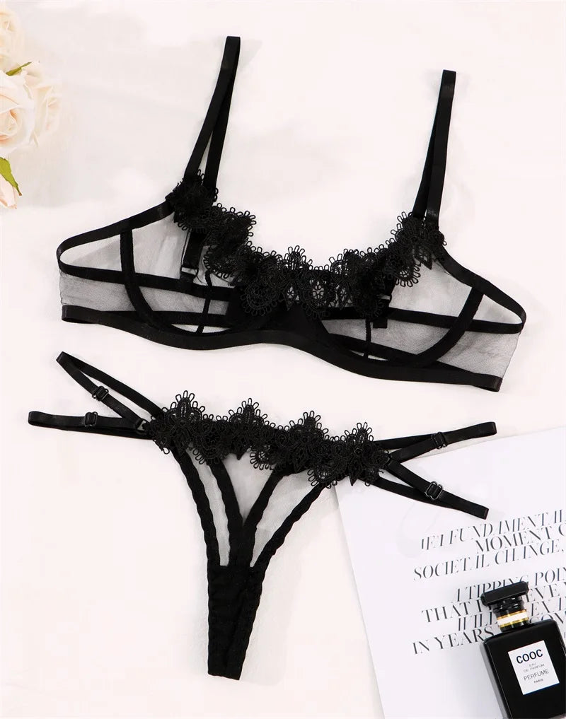 Raven Lace Floral Intimate 2-Piece Set