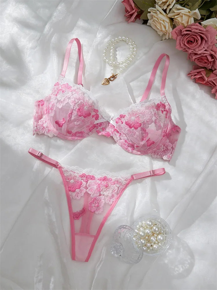 “Heartbreaker” Embroidered Lingerie Set