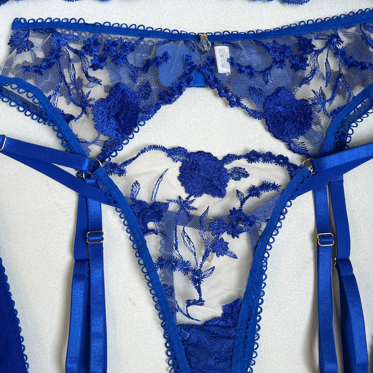 “Midnight Rose” Embroidered Lingerie 5-Piece Set