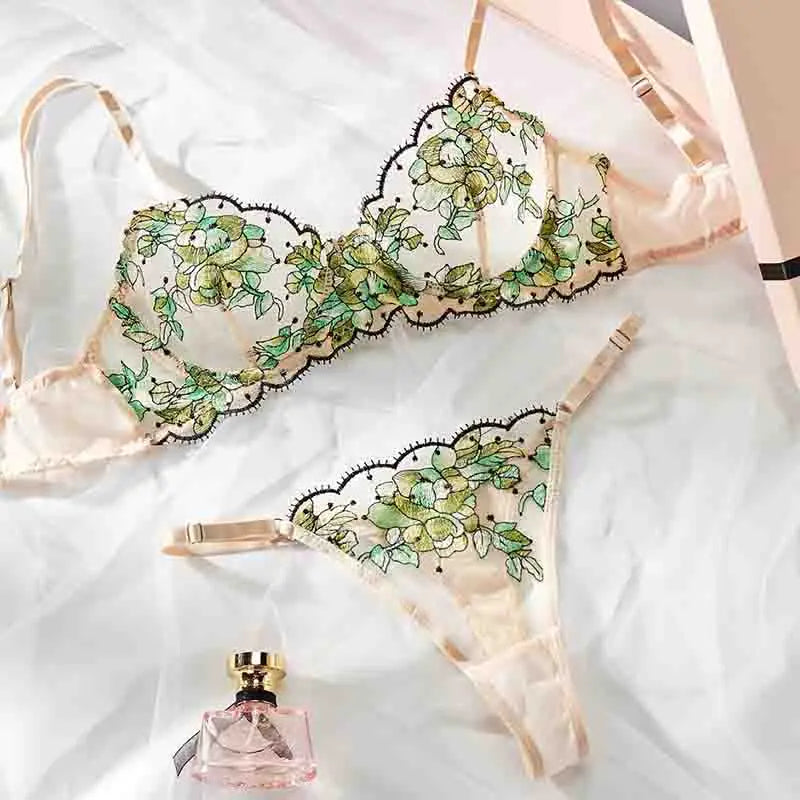 “Wild Bloom” Embroidered Lingerie Set