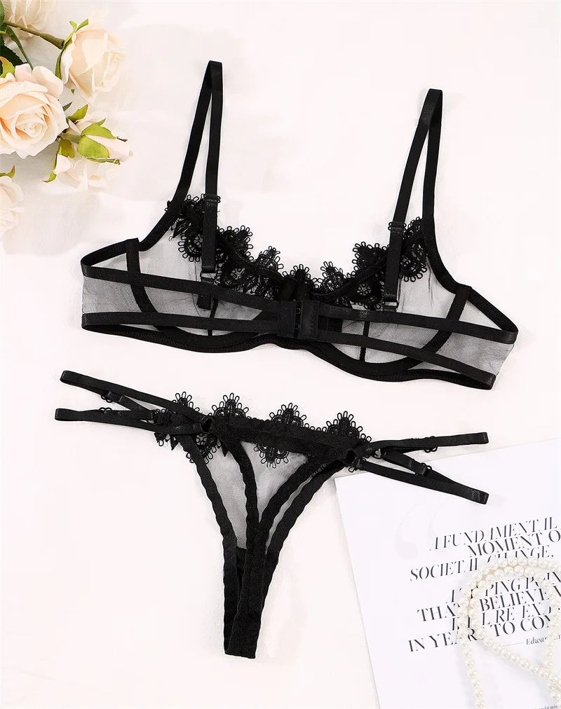 Raven Lace Floral Intimate 2-Piece Set