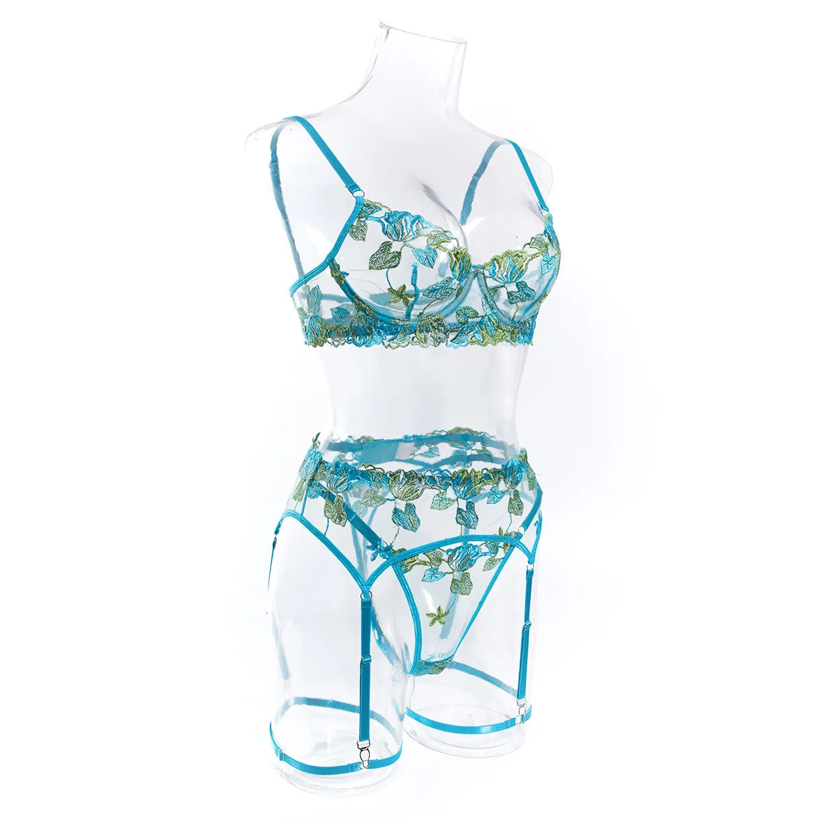 “Fleur Électrique” Embroidered Lingerie Set