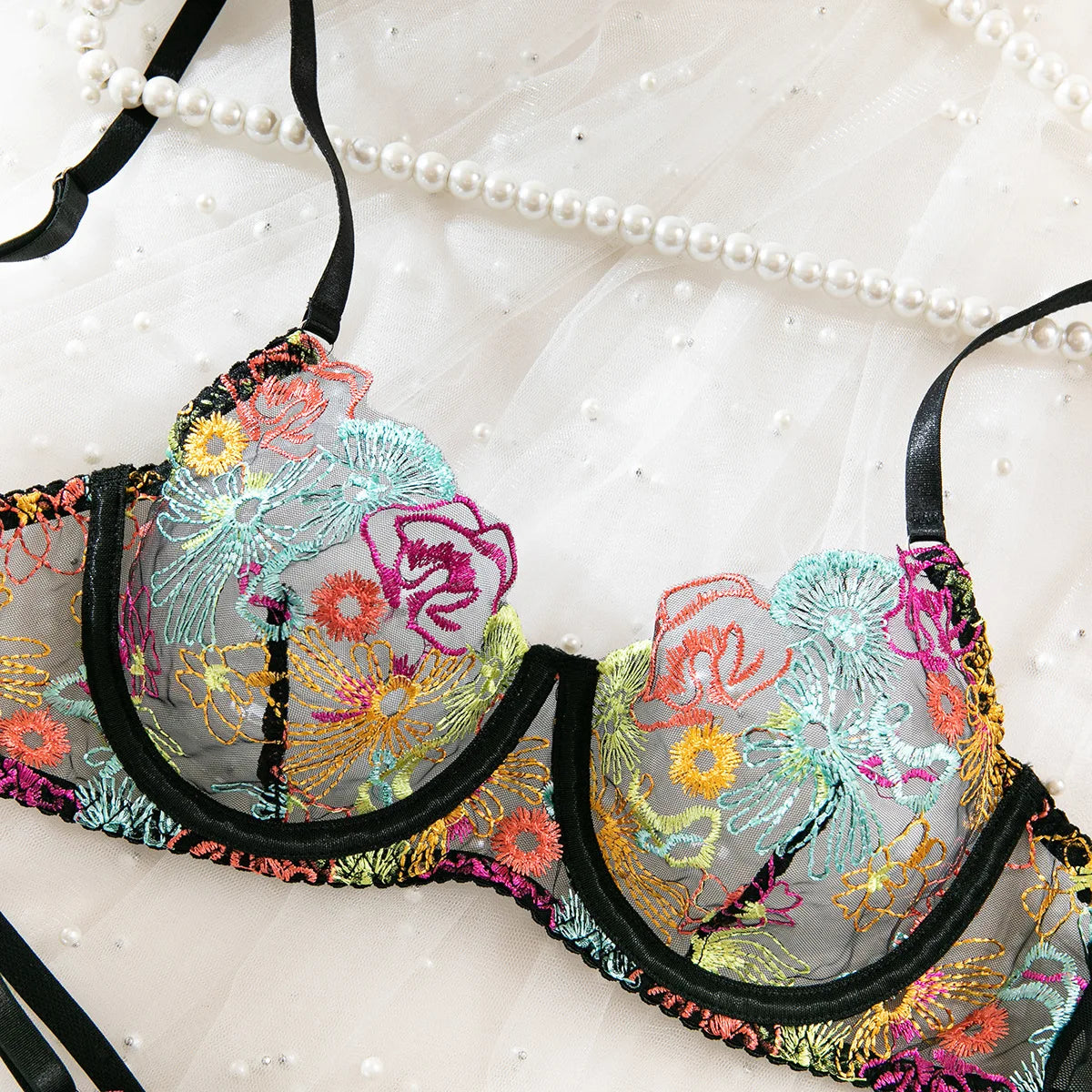 Holly Embroidered Lingerie Set – Luxury 2-Piece G-String & Bra