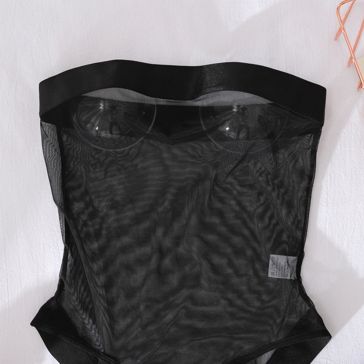 “Naked Illusion” Strapless Mesh Bodystocking
