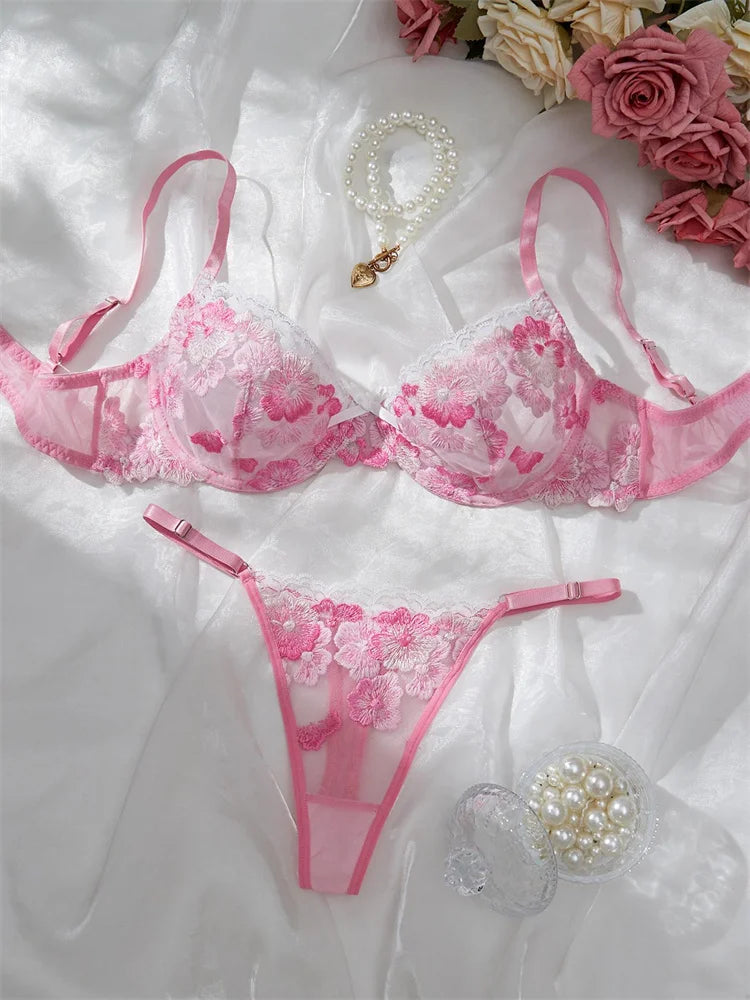 “Heartbreaker” Embroidered Lingerie Set