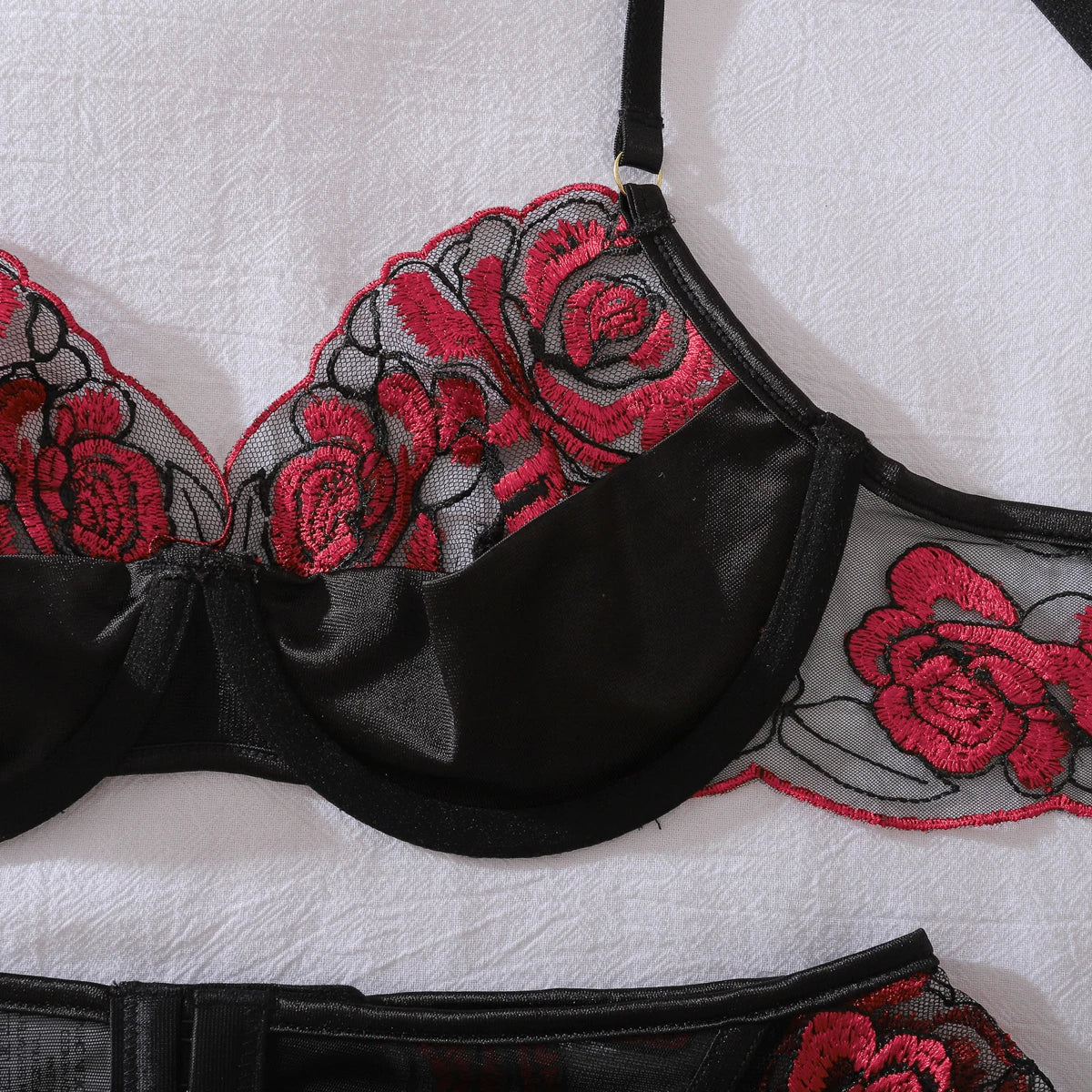 “Devil’s Hour” Embroidered Lingerie Set