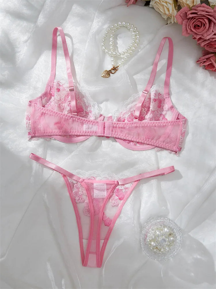 “Heartbreaker” Embroidered Lingerie Set