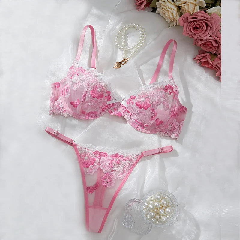 “Heartbreaker” Embroidered Lingerie Set