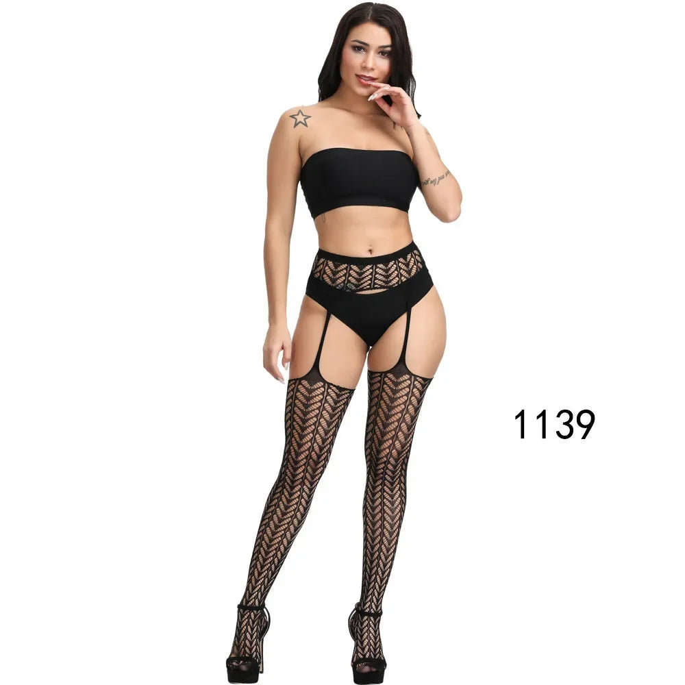 Lace Top Sheer Thigh High Stockings – Black, Red & White Transparent Hosiery