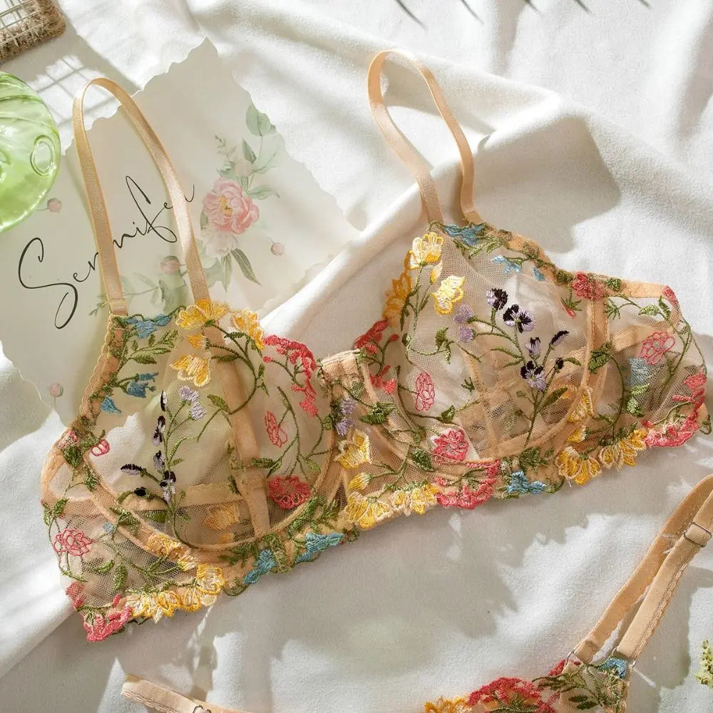 “Golden Hour” Embroidered Lingerie Set