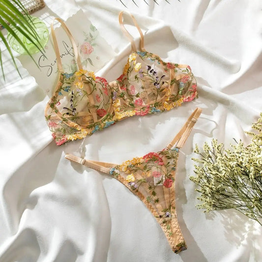 “Golden Hour” Embroidered Lingerie Set