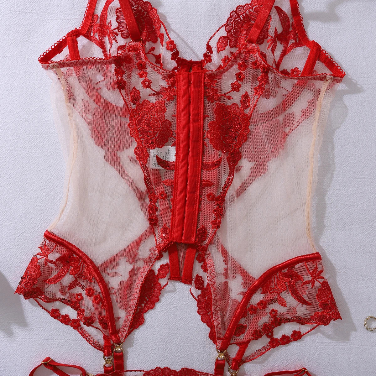 “Dangerous Desire” Embroidered Corset Bodysuit