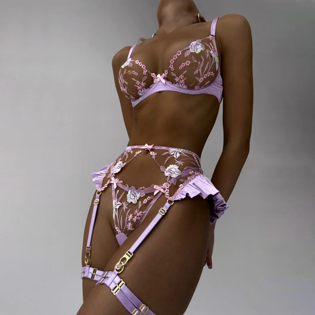 Elena Pink floral Intimate 3 piece set