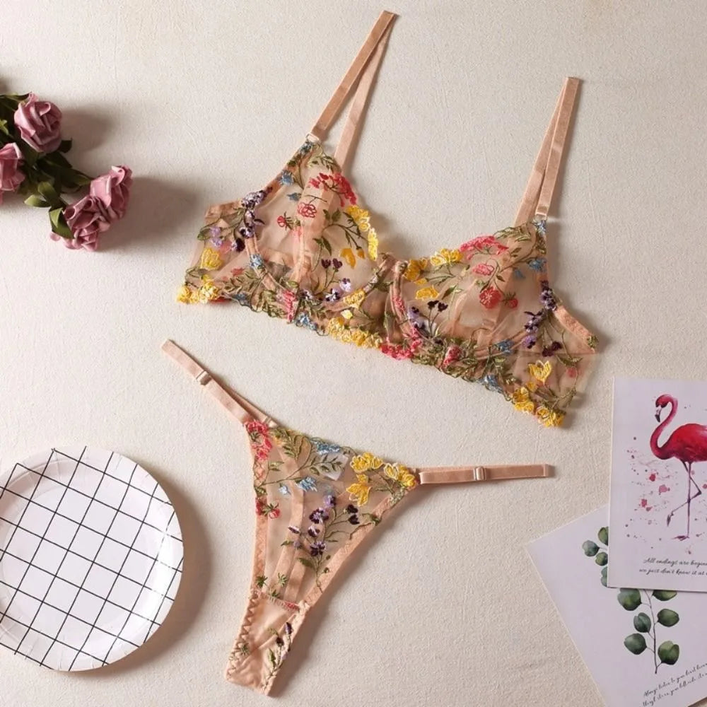 “Golden Hour” Embroidered Lingerie Set