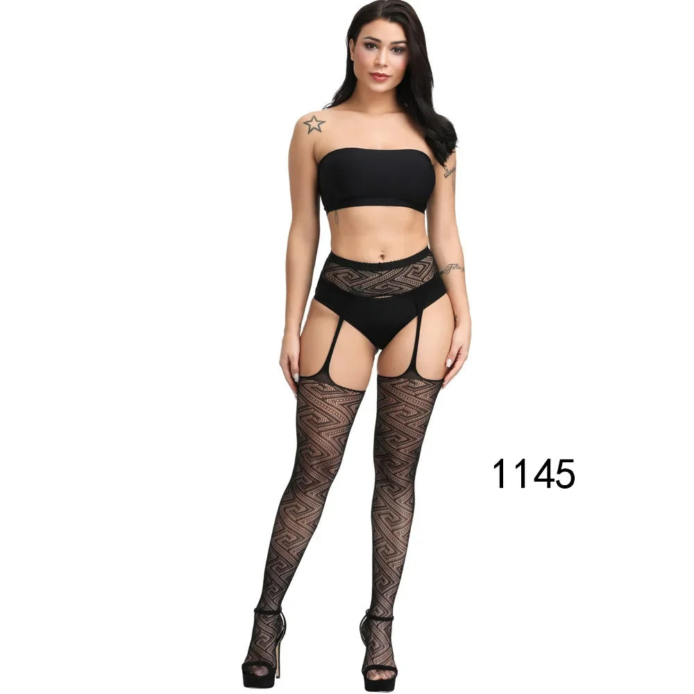 Lace Top Sheer Thigh High Stockings – Black, Red & White Transparent Hosiery