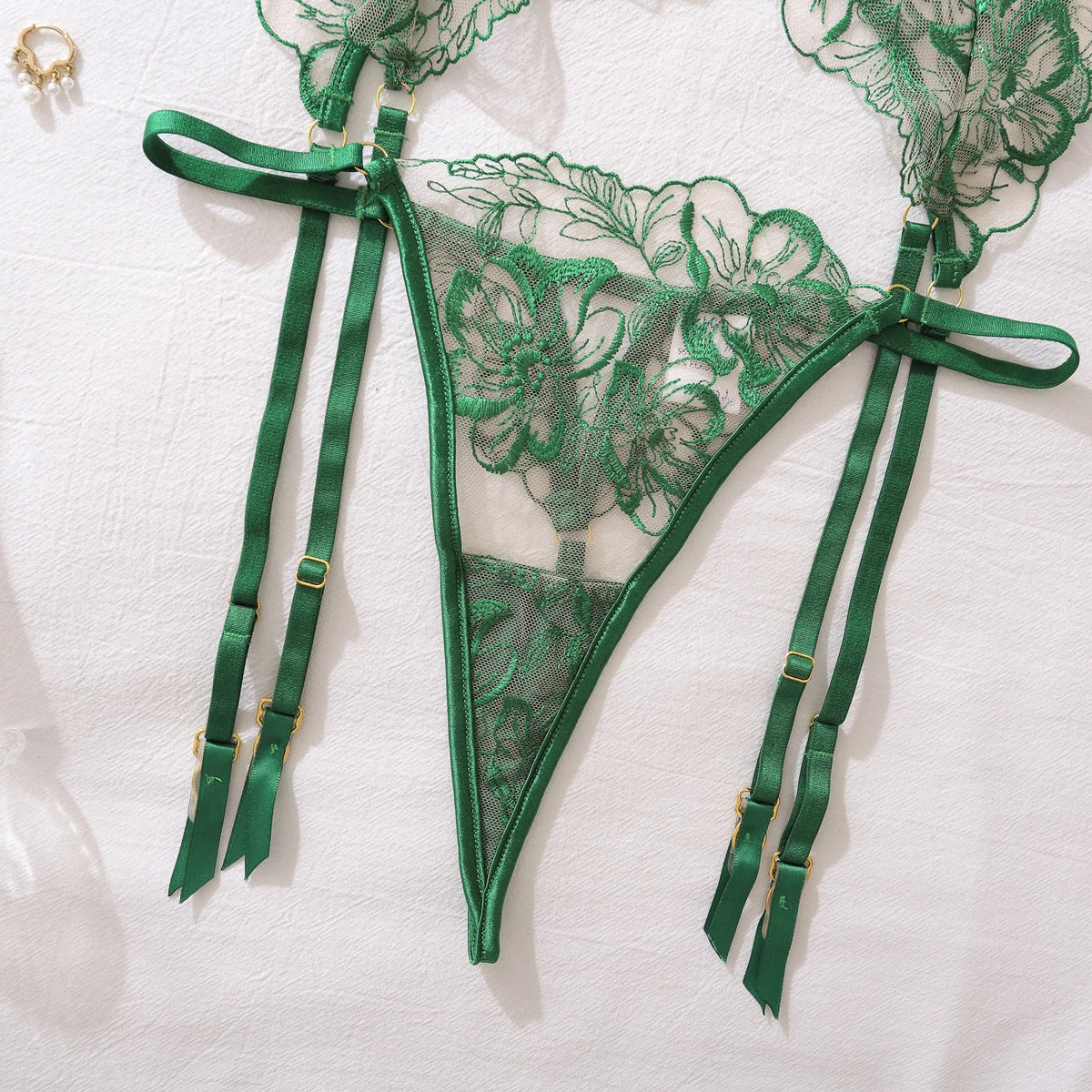 “Poison Ivy” Embroidered Lingerie Set