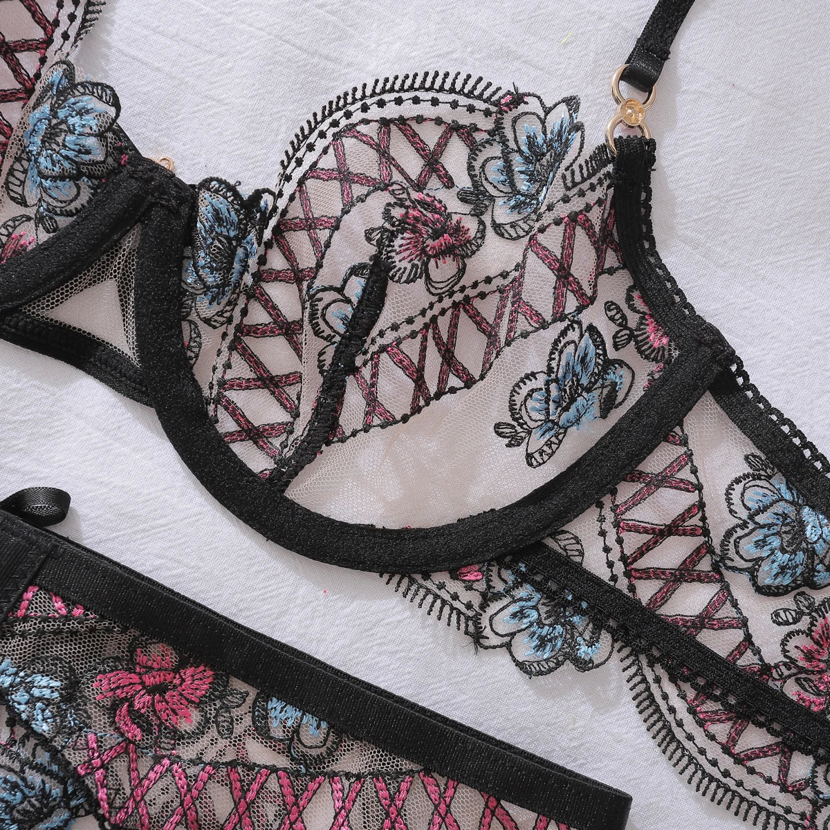“Afterglow” Embroidered Lingerie Set