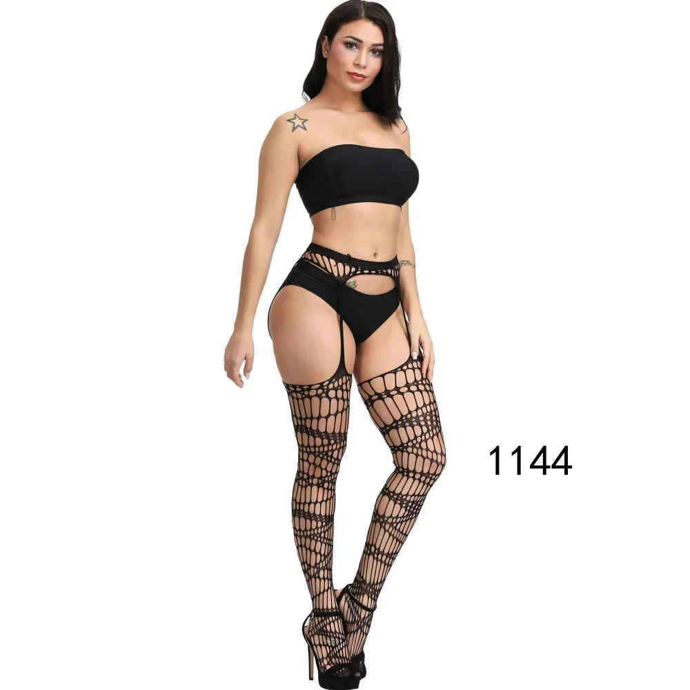 Lace Top Sheer Thigh High Stockings – Black, Red & White Transparent Hosiery