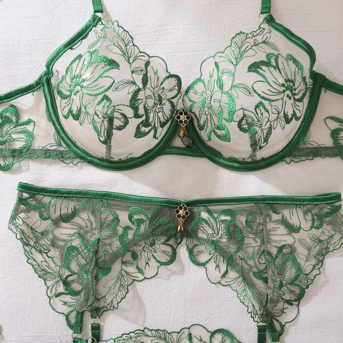 “Poison Ivy” Embroidered Lingerie Set