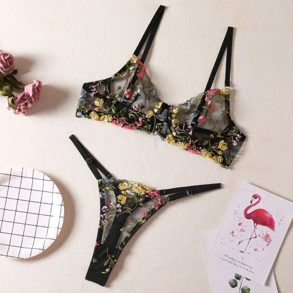“Golden Hour” Embroidered Lingerie Set