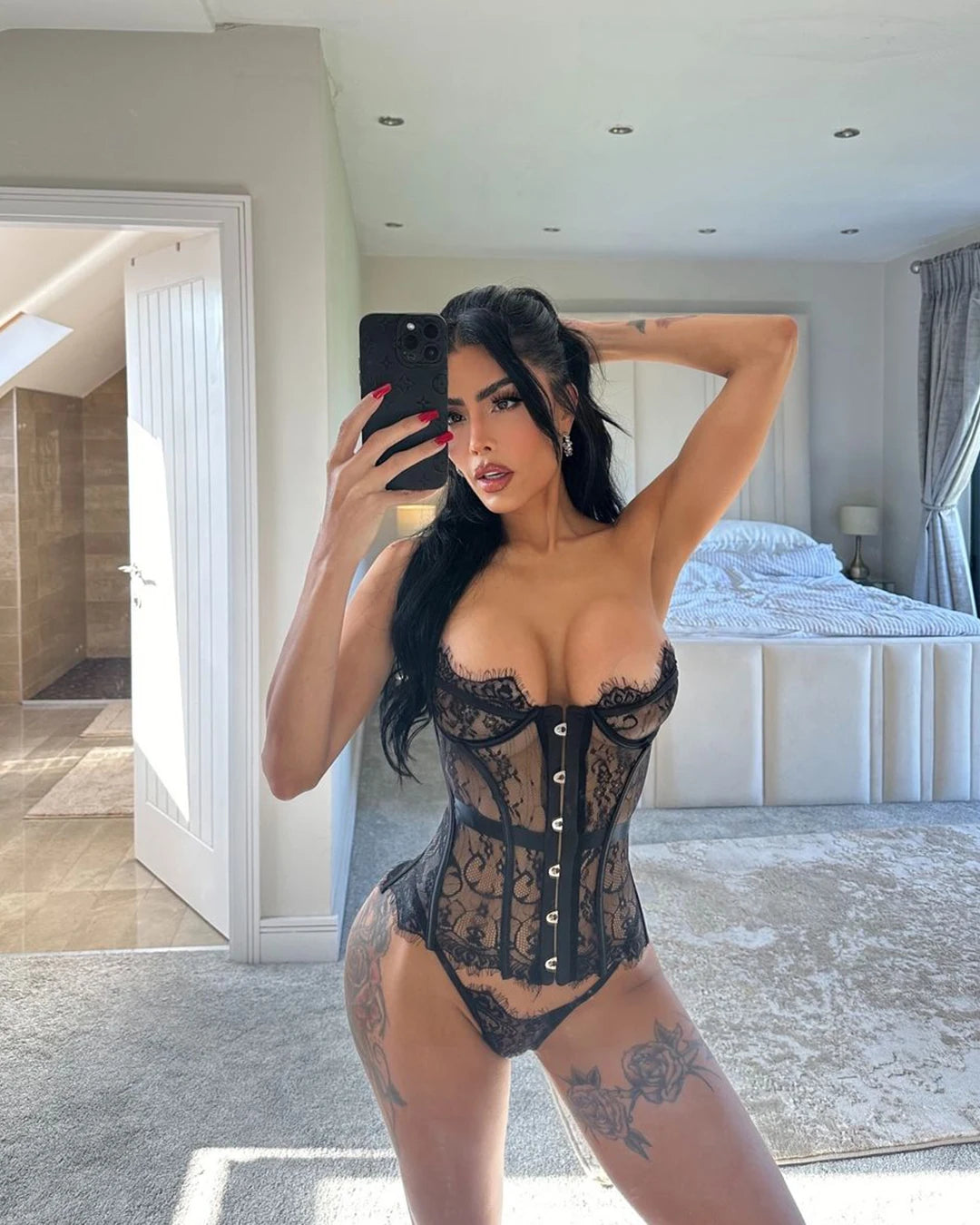 “Room Service” Lace Corset Bodysuit