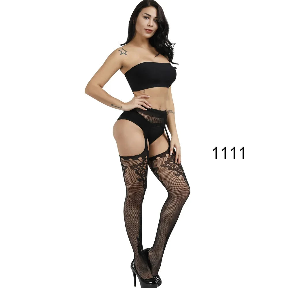 Lace Top Sheer Thigh High Stockings – Black, Red & White Transparent Hosiery