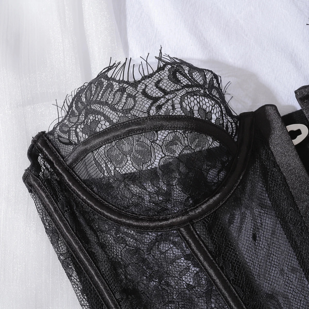 “Room Service” Lace Corset Bodysuit