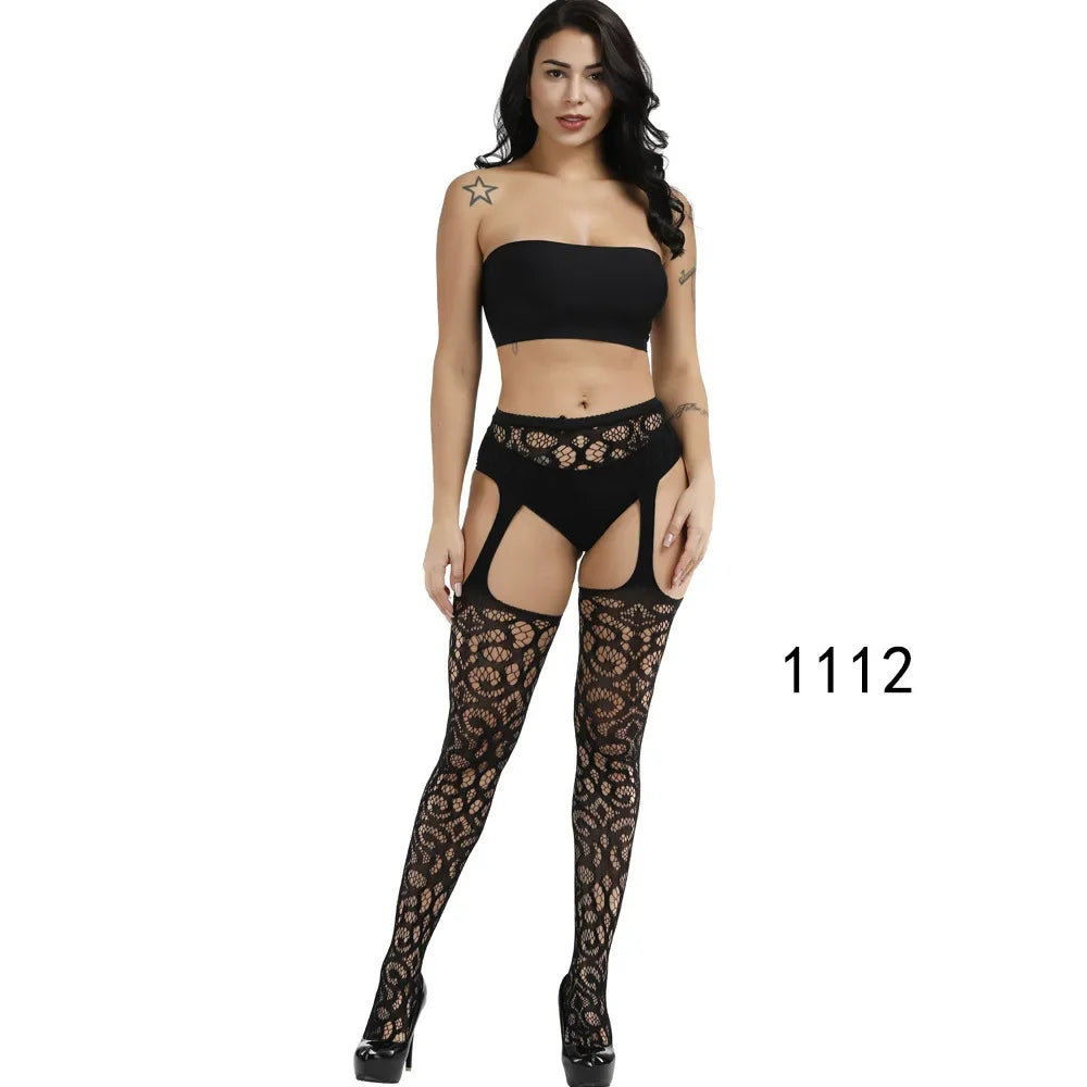 Lace Top Sheer Thigh High Stockings – Black, Red & White Transparent Hosiery