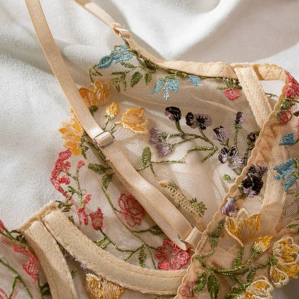 “Golden Hour” Embroidered Lingerie Set
